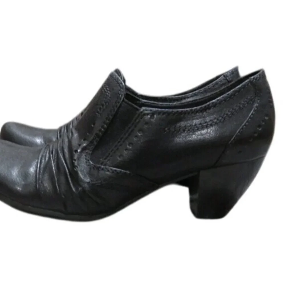 Bare traps Classic Black Quality Ruched leather stacked heel ankle boots
